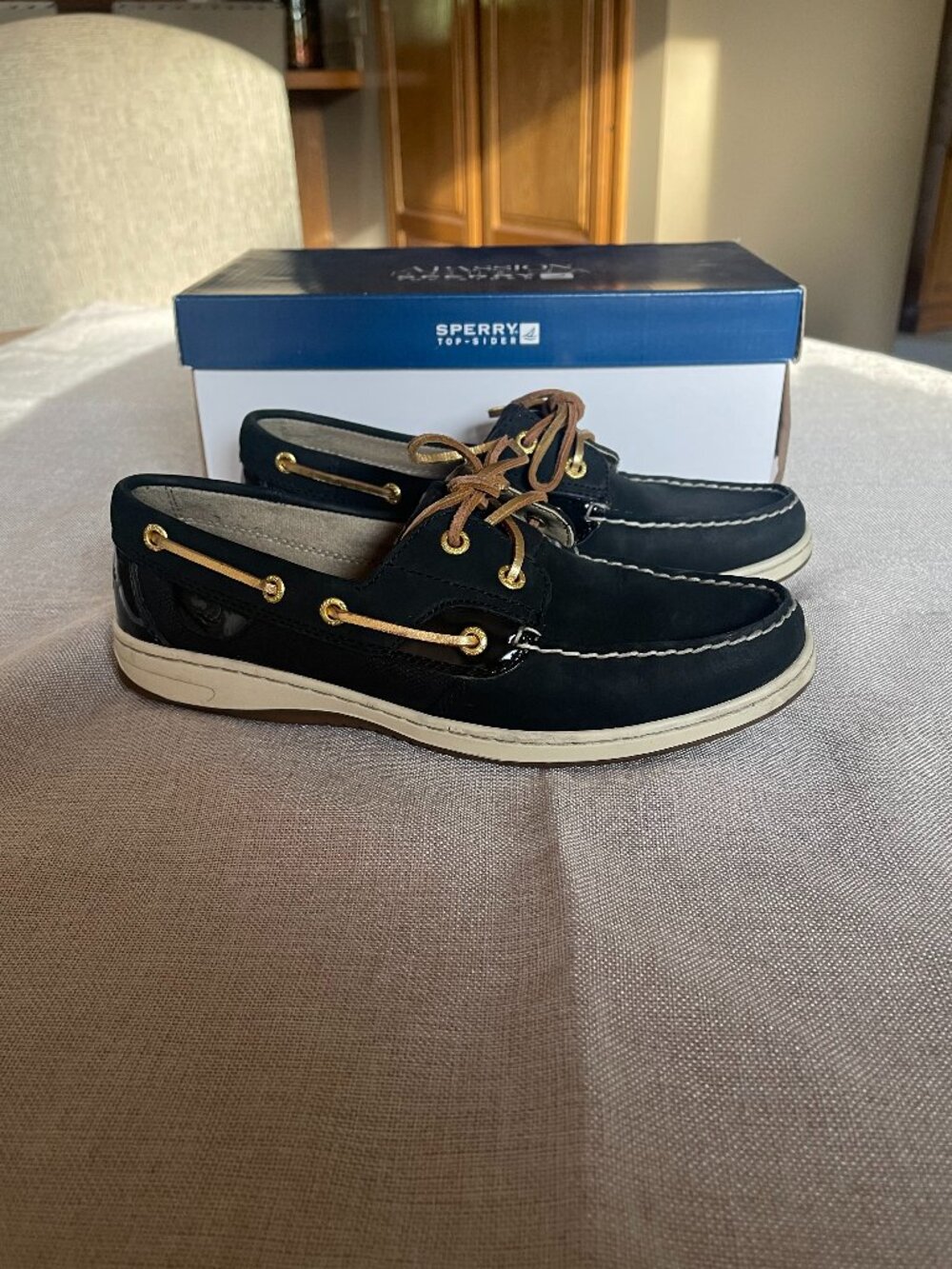 Sperry Bluefish Micro Dot Boat Shoes - Women's Size 9, Black
